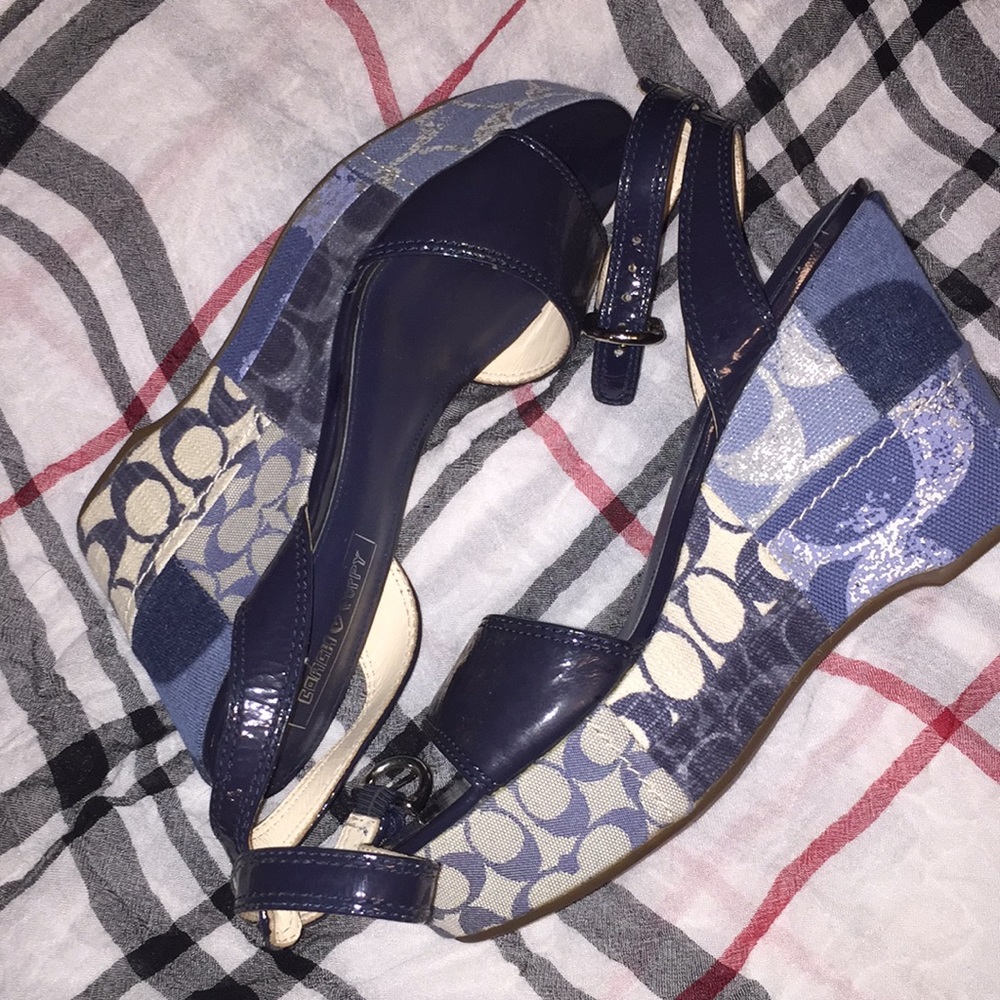 Coach wedges Multicolored blue size 8 never used